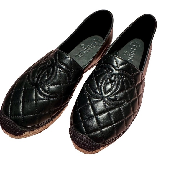 CHANEL Shoes - Chanel Espadrilles Size 38 Black Quilted
